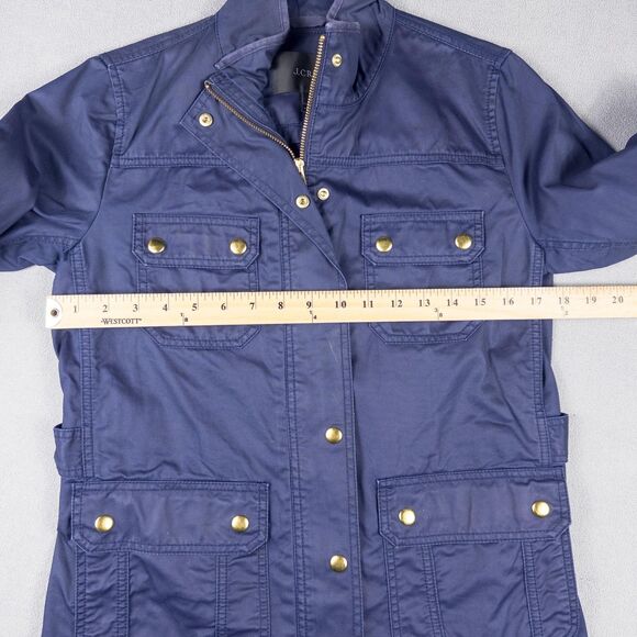 J.Crew Downtown Field Jacket Womens S Navy Waxed Cotton Utility Military Zip - Picture 10 of 10